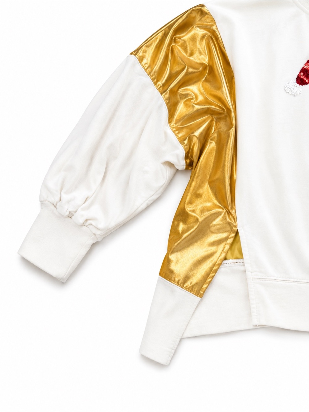 Fantastic Fawn White Sweatshirt with Gold Sleeves and Festive Sequin Boot - Picture 4 of 6